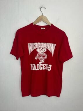 Vintage 80's UWM Wisconsin Madison University Badgers Bucky Shirt Size Large